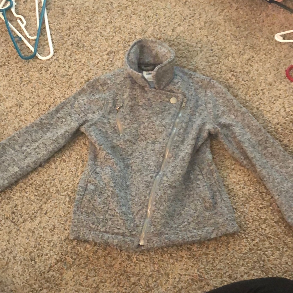 Gray old navy coat used zip up no hood